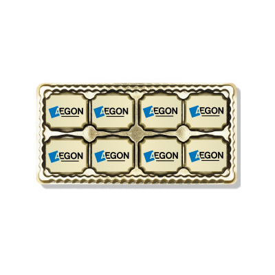 Doosje met 8 bonbons met logo