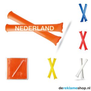 2 Opblaasbare cheering sticks leverbaar in 5 kleuren