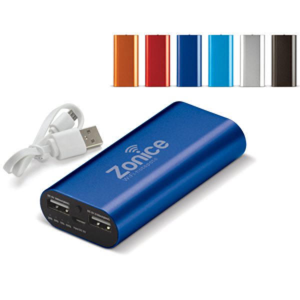 Powerbank aluminium in 5 kleuren met 4.400 mAh