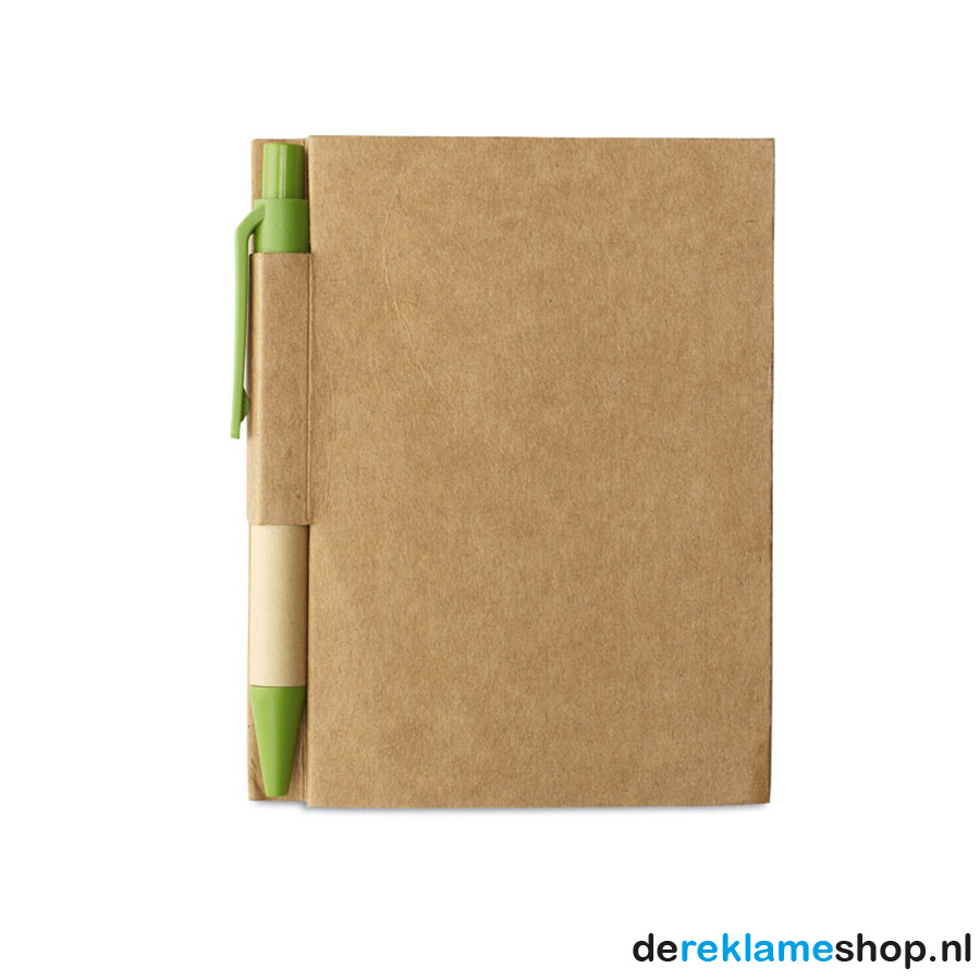 Notitieblok en gerecyclede pen