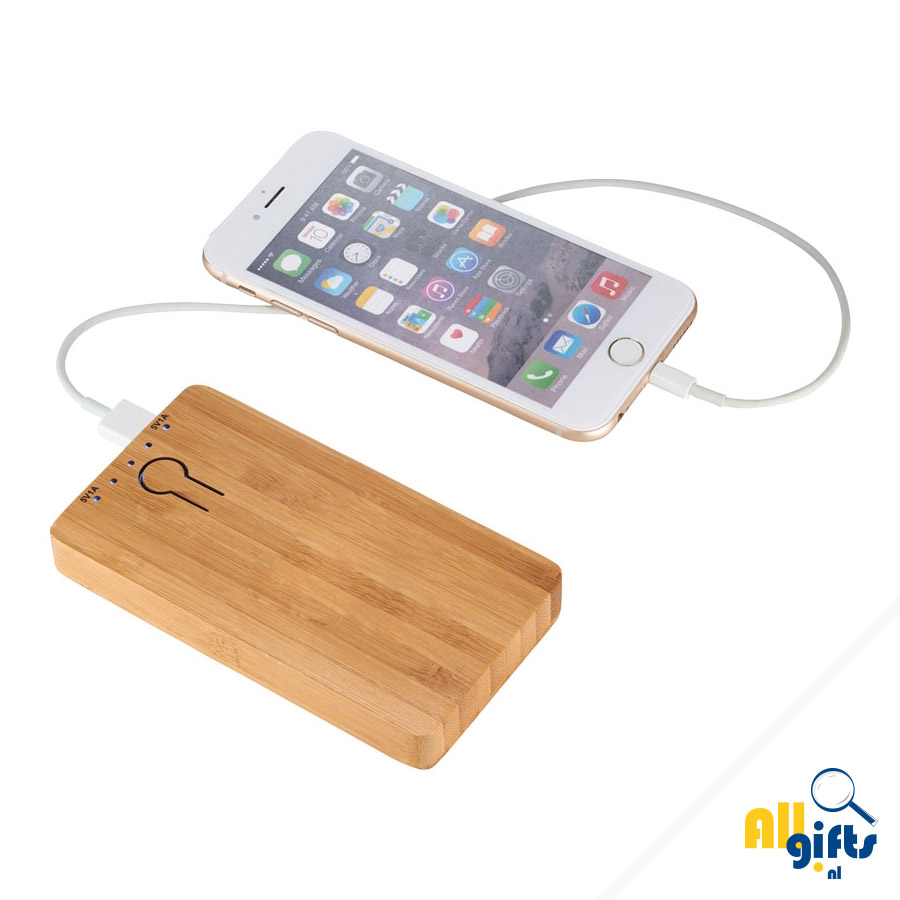 Bamboe powerbank bedrukken
