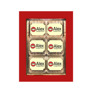 6 Logobonbons in rode doos