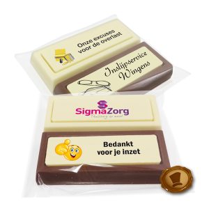 Chocolade *Blokken* per 2 stuks met bedrukking
