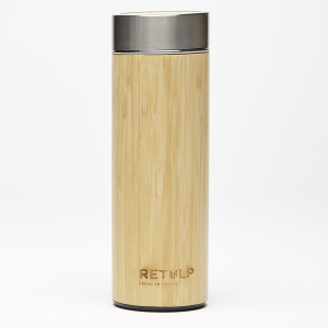 Thermosfles bamboe met bedrukking