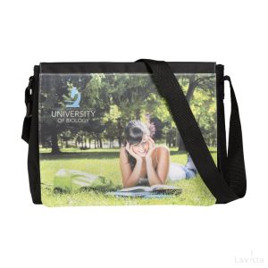Bedrukte goedkope Photobag schoudertas full colour print met logo