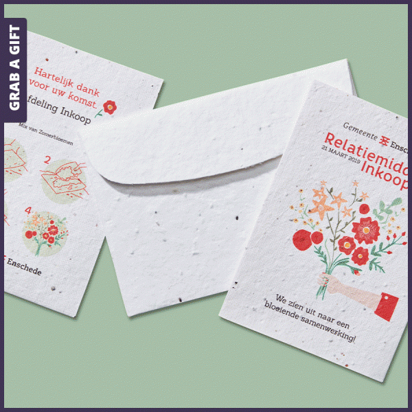 Grab a Gift Groeipapier Zaadpapier bedrukken in Full Colour met Logo