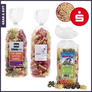 Pasta in vorm met FC etiket