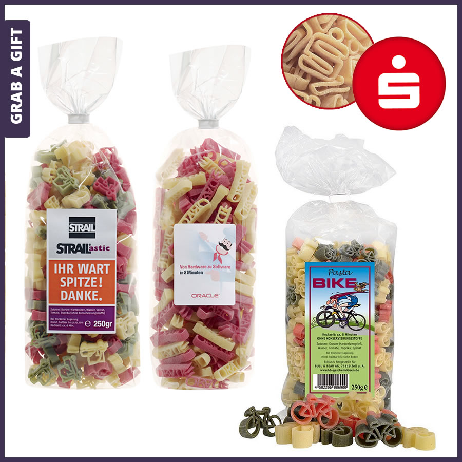 Pasta in vorm met FC etiket