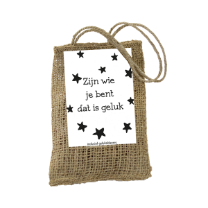 Jute tasje - Zijn wie je bent dat is geluk