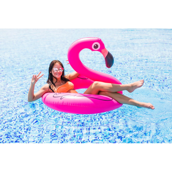 Opblaasbare flamingo met bedrukking