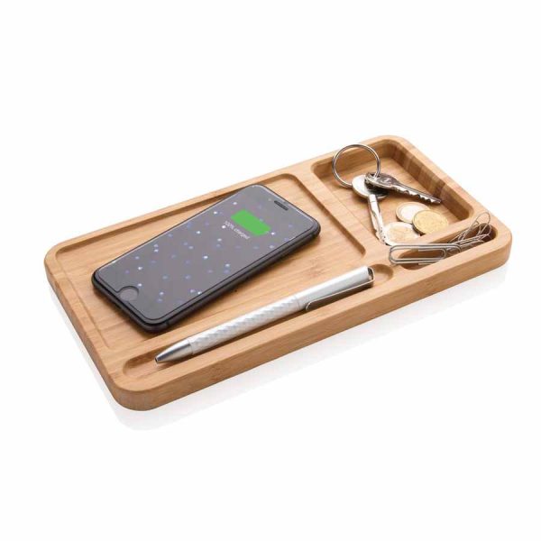 Bamboe desk organizer & draadloze oplader