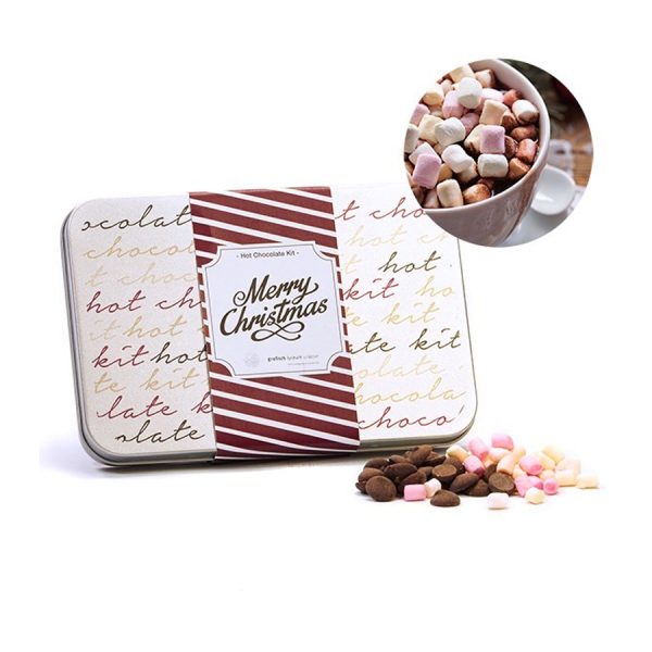 Hot chocolate kit in rechthoekig blik