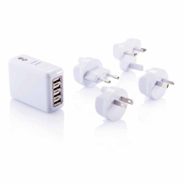 Reisstekker met 4 USB poorten