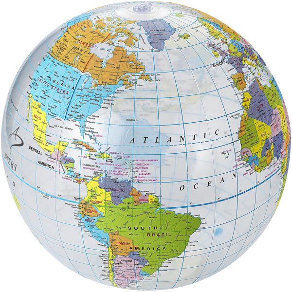 Globe wereldbol strandbal met bedrukking