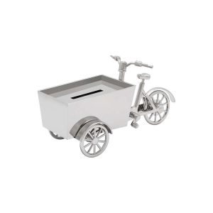 Spaarpot Bakfiets, zilver kleur