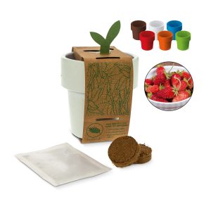 Duurzame koffiemok met aardbeien zaadjes