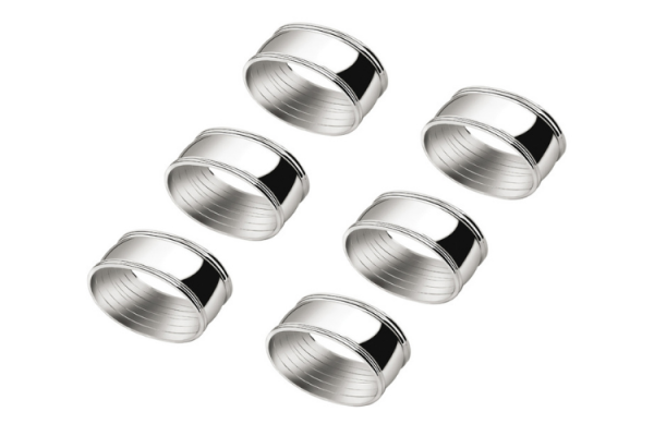 Servetband Ovaal, set van 6, zilver kleur