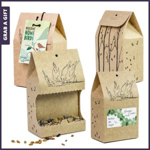 Birdfood-to-go met logo op kaartje