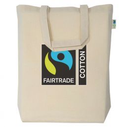 Fairtrade draagtas met korte hengsels van eco katoen