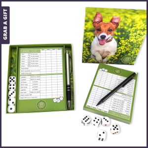 Grab a Gift Relatiegeschenken - Yahtzee doosje en scoreblok in kleur bedrukken