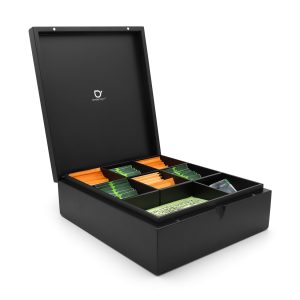 Theedoos met 9 vaste en flexibele compartimenten