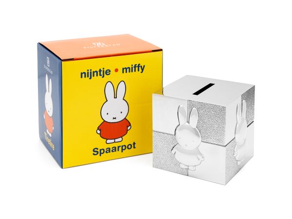 Spaarpot Kubus nijntje zilver kleur