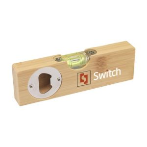 Level-Up bamboe waterpas met flesopener