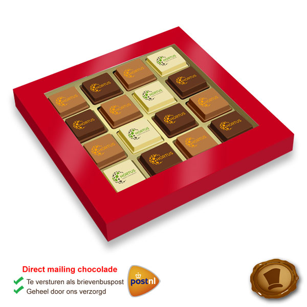 Premium Pralines 16 stuks rood Premium Pralines 16 stuks - Rode geschenkverpakking