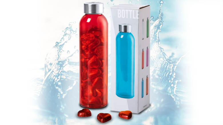 Waterfles 500ml met chocolade hartjes