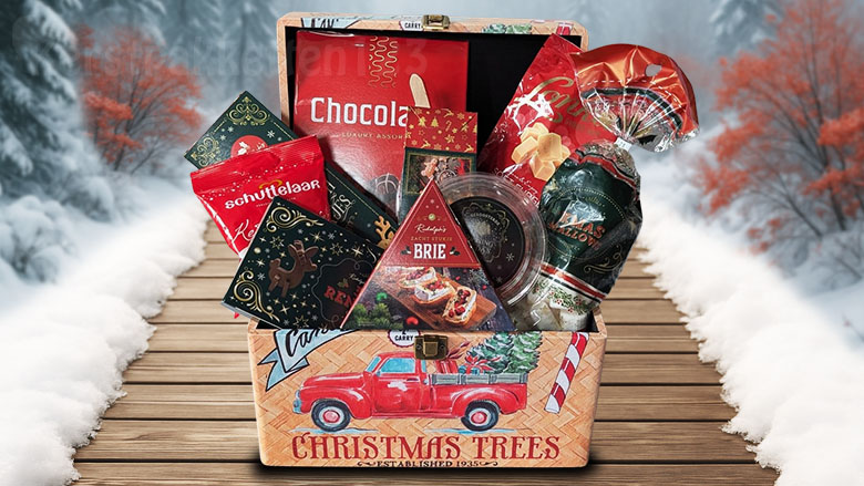 Kerstpakket uniek houten kistje